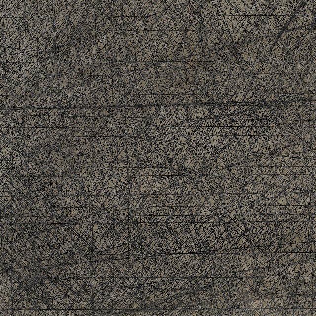 WV 12/12 (LB/P 71), 2012, Indian Ink Pen, Etching Needle, Oil, Indian Ink on Cardboard, 45,5 x 65,5 cm