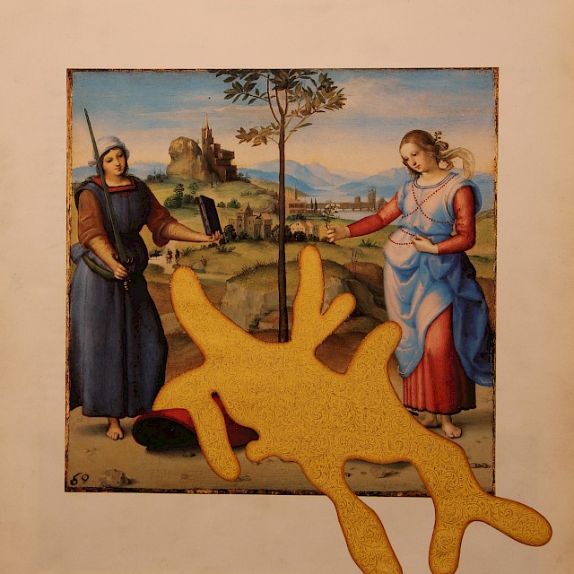 Alexander Gorlizki, The Allegory (AG/P 141), 2013, Pigment and Gold on Bookprint, 28 x 23,5 cm