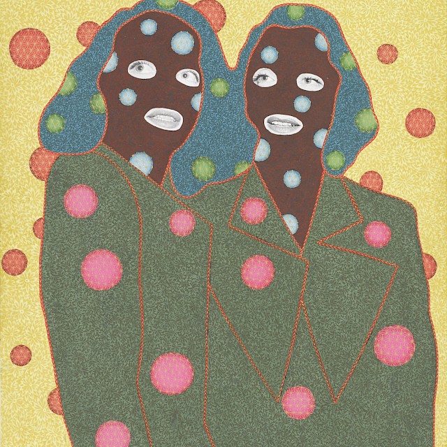 Alexander Gorlizki, They Could Be Sisters (AG/P 155), 2013, Pigment and Gold on Bookprint, 29 x 22 cm