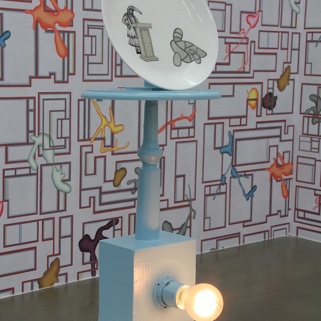 Alexander Gorlizki, The Power of Reason (AG/S 3), 2013, Wood, Ceramic, Lightbulb, Paint, 65 x 20 x 29 cm