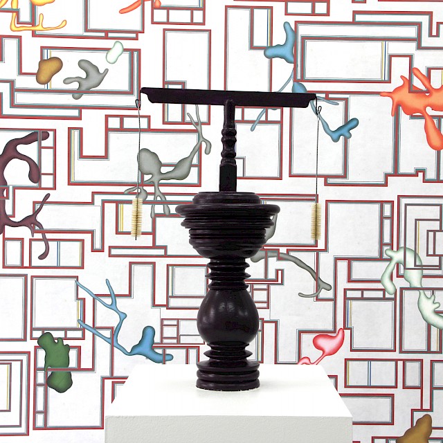 Alexander Gorlizki, (My Mother Warned Me About) People Like You ( AG/S 2), 2013, Wool, Paint, Metal, Brush, 55,5 x 35,5 x 18 cm