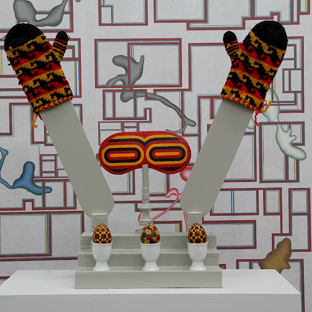 Alexander Gorlizki, Kugmal Germany (AG/S 1), 2013, Wood, Marble, Paint, Ceramic, 70,5 x 75 x 21 cm