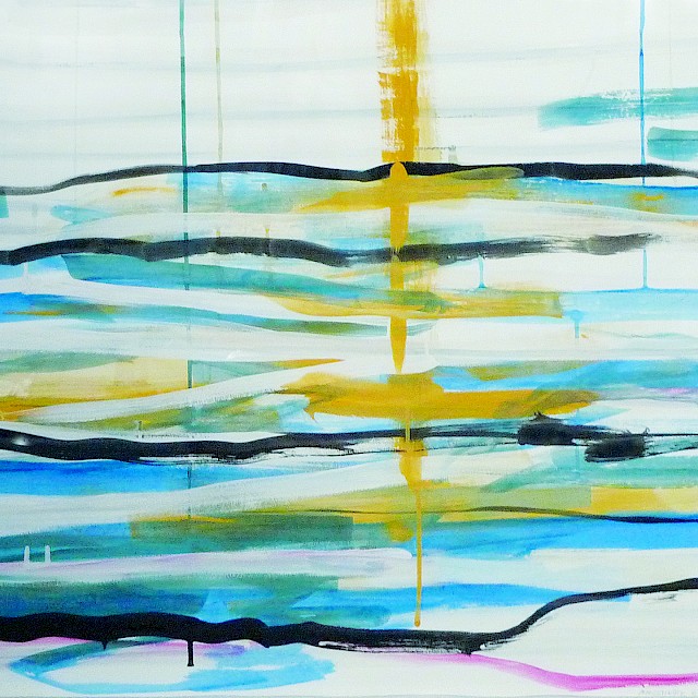 Hella Berent, Red Line in the Sea (HB/P 44), 2013, Gouache and Watercolor on Fabriano Paper, 71 x 99 cm