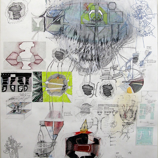 Gerrit Göllner, Flight Expository (GG/P 2), 2008-2012, Mixed Media on Paper, 92 x 65 cm