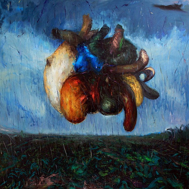 Veres Szabolcs, Landscape with Organ, 2014 (VS/M 7), Oil on Canvas, 200 x 200 cm