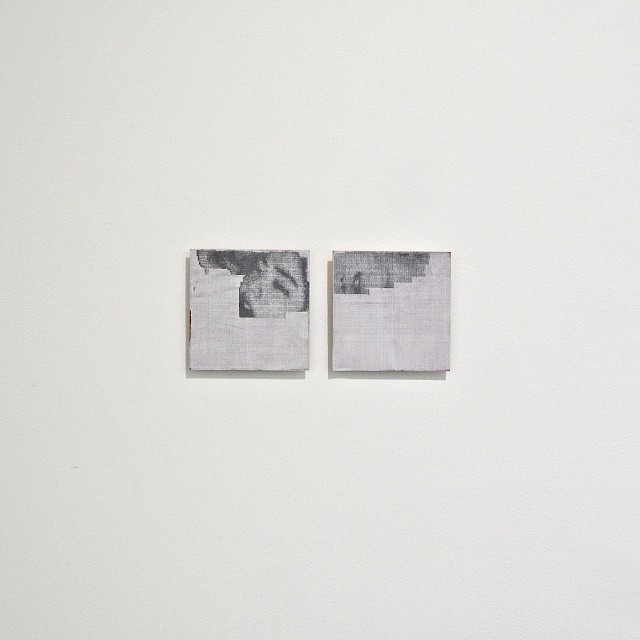 Sylvie De Meerleer (SDM/P 46), A distance to(o) close, diptych, 20-21/08/+16+21-22/08/'16, 2016, Gesso, pencil on copper, 10 x 10 cm