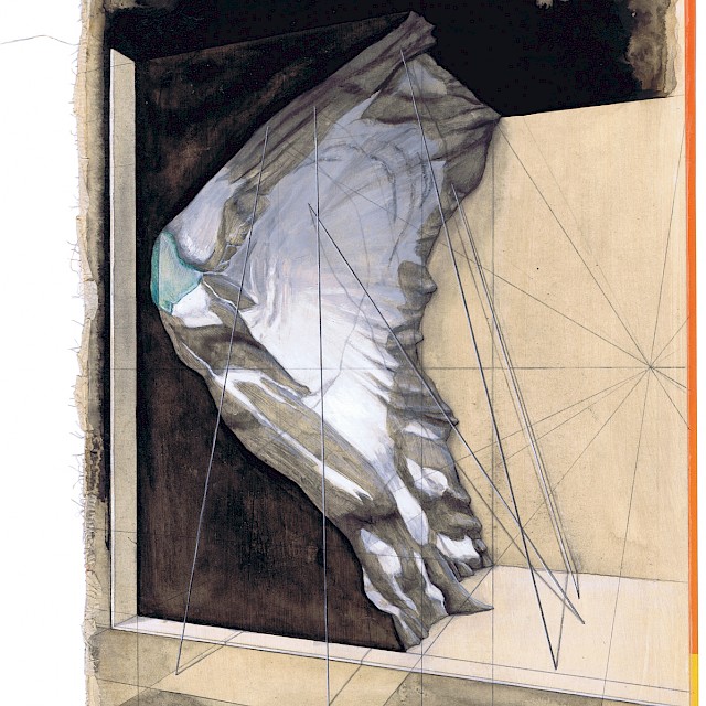 Gideon Kiefer (GK/P 6 ), The Meltdown, 02.I.2017, Pencil, gouache, Acrylic paint, Stabilo marker, pen, Arabic gum and indian ink on book cover, 30,5 x 23cm