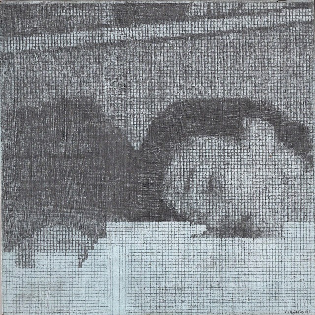 (SDM/ P 50), A distance to(o) close, 21/10/'15, 2015, Gesso, pencil on copper, 10 x 10 cm