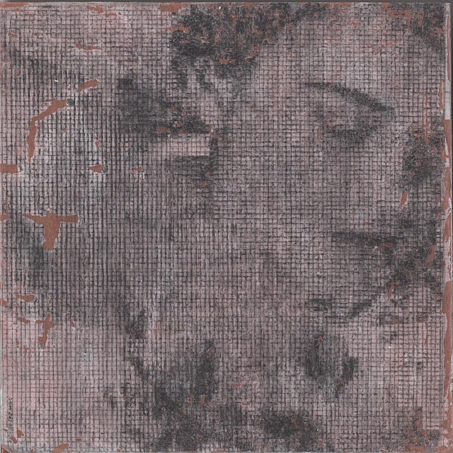 (SDM/ P 45), A distance to(o) close, 21/10/'15, 2015, Gesso, pencil, plastic foil on copper, 10 x 10 cm