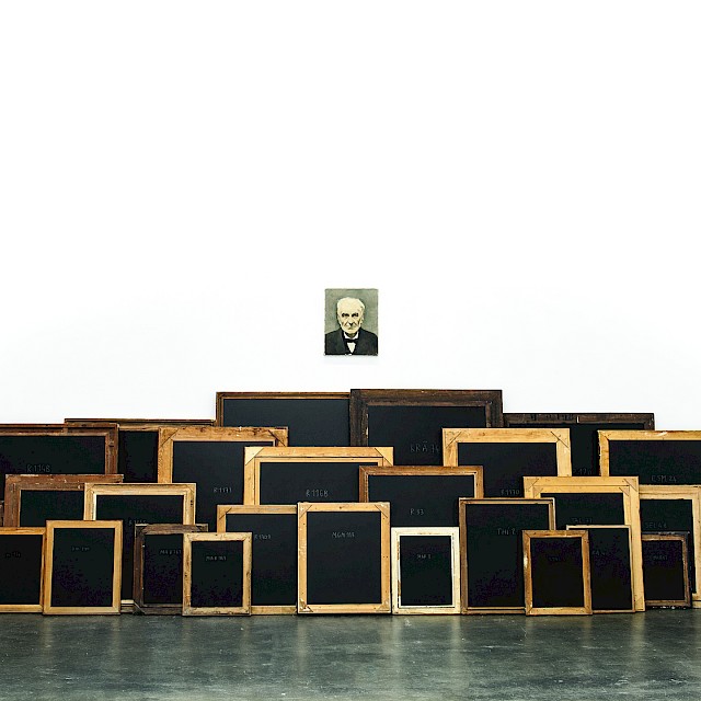 The Normal Law of Errors, Installation, Variable dimensions and proposals, Oil painting, ancient frames and graphite on wood, 2014 - 2018