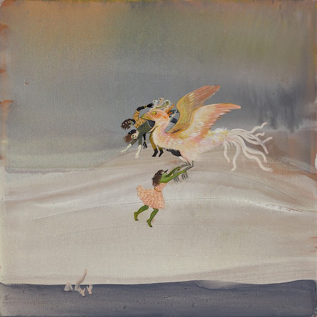 Les rêves du Simorgh (KR/P 38), 2019, Öl auf Leinwand, 30 x 30 cm