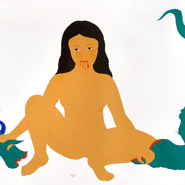 Rokhsati, 190,2 x 114 cm, gold paper and gouache on paper, 2019