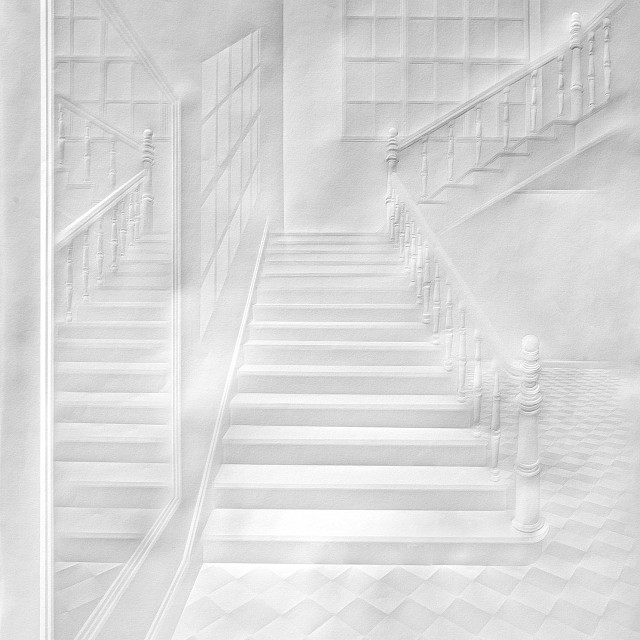 o.T. (Treppe mit Spiegel und Licht)